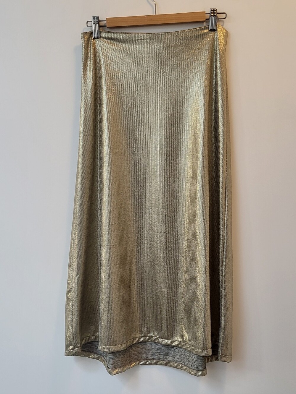 Metallic Gold Midi Skirt